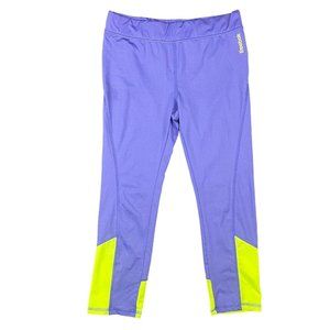 Reebok Leggings Youth Girl's Size XL 16 Purple Yellow Stretch Active Cropped